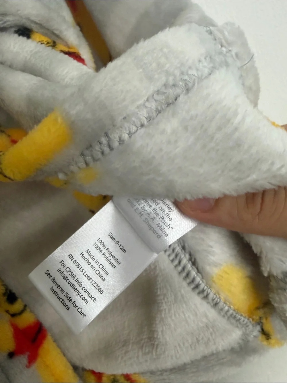 Disney Baby Gray Stripe Hooded Plush Robe with Yellow Winnie the Pooh